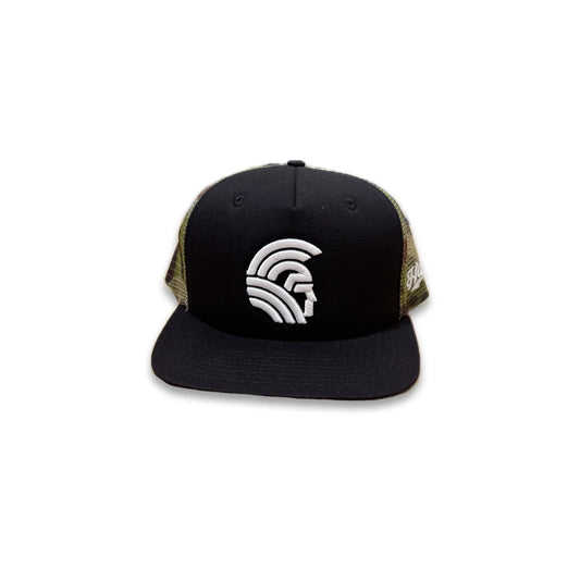 Warrior 3D Snapback hats 5 Panel Black / Camo Mesh