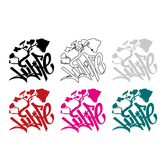 HiLifeタグ ステッカー ハワイアン ハワイ 黒 白 緑 赤 グレー ピンク