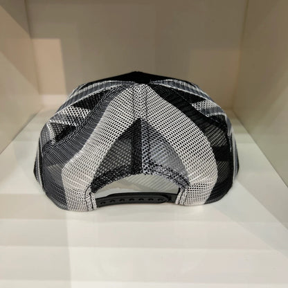 BASIC LOGO Snapback hats Black&White Hawaiian Flag Mesh(hilife)