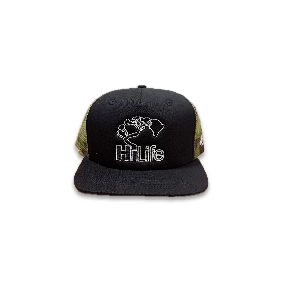BASIC LOGO Snapback hats 5 Panel Black / Camo Mesh
