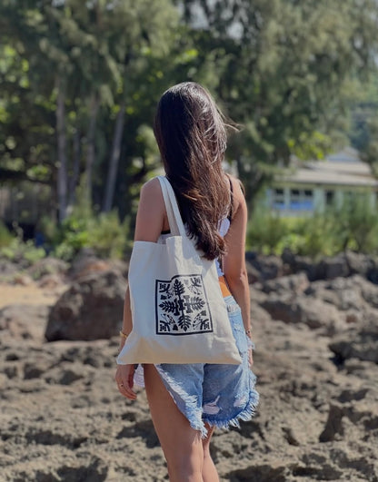 Tree Quilt Cotton Canvas Tote Bag