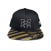 画像をギャラリービューアに読み込む, HI logo Snapback hats Black / Gold Hawaiian Flag Bill