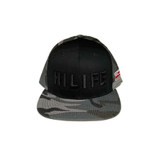 画像をギャラリービューアに読み込む, HILIFE logo Snapback hats Black Gray Camo