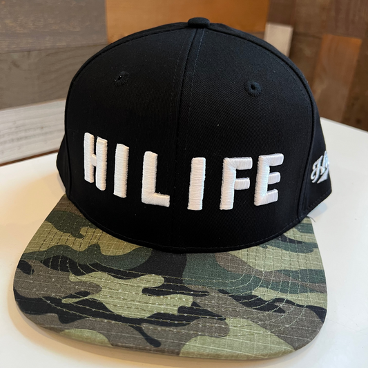 HILIFE 3D logo Snapback hats Black/Woodland Camo Bill (hilife)