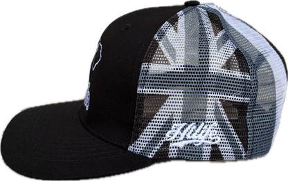 BASIC LOGO Snapback hats Black&White Hawaiian Flag Mesh(hilife)