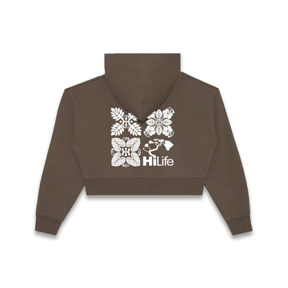 Women's Relaxed Cropped Full-Zip Hoodie Quilt