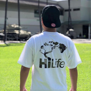 HiLife ロゴ アーミー カモ ハワイアン Tシャツ メンズ ホワイト 白