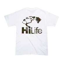 画像をギャラリービューアに読み込む, HiLife ロゴ アーミー カモ  ハワイアン Tシャツ メンズ ホワイト 白