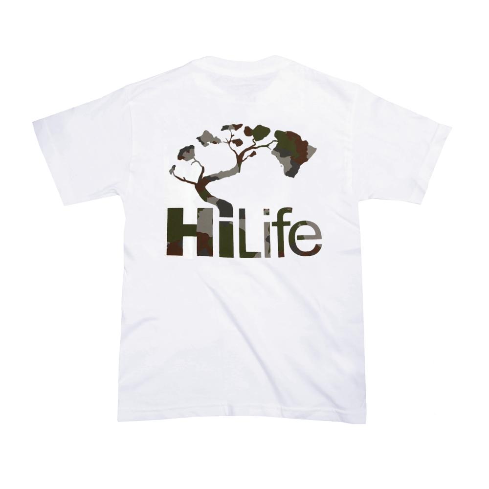 HiLife ロゴ アーミー カモ  ハワイアン Tシャツ メンズ ホワイト 白