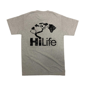 HiLife ロゴ ビーティン ベーシック ハワイアン ソフトコットン Tシャツ メンズ　グレー