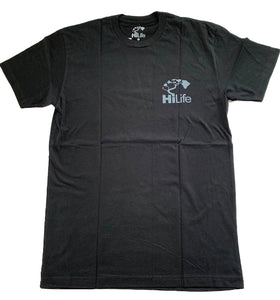 HiLife ロゴ ビーティン ベーシック ハワイアン ソフトコットン Tシャツ メンズ ブラック 黒