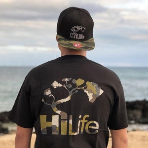 HiLife ロゴ アーミー カモ ハワイアン Tシャツ メンズ ブラック 黒