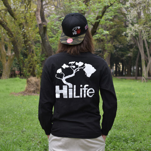 HiLife ビックロゴ ロングスリーブ Tシャツ 長袖 ブラック ハワイアン