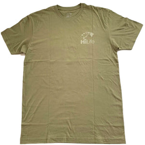 HiLife ロゴ ビーティン ベーシック ハワイアン ソフトコットン  Tシャツ メンズ カーキ
