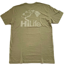 画像をギャラリービューアに読み込む, HiLife ロゴ ビーティン ベーシック ハワイアン ソフトコットン  Tシャツ メンズ  カーキ
