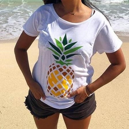 HiLife ハワイアン Tシャツ ドルマン パイナップル レディース ホワイト 白