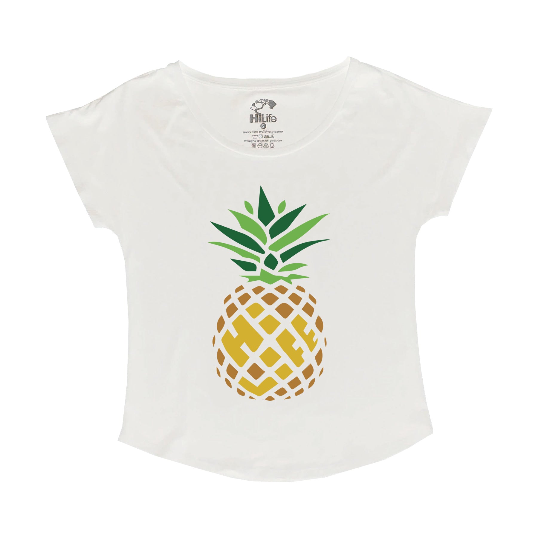 HiLife ハワイアン Tシャツ ドルマン パイナップル レディース ホワイト 白