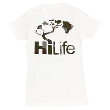 画像をギャラリービューアに読み込む, HiLife ロゴ アーミー カモ ハワイアン Tシャツ レディース  ホワイト 白