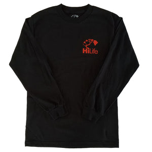 HiLife ベーシック パラダイス ロングスリーブ T ハワイアン Tシャツ メンズ ブラック