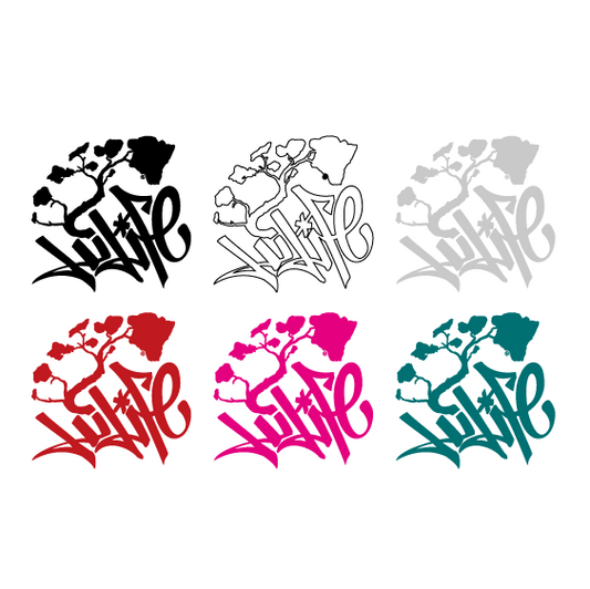 HiLifeタグ ステッカー ハワイアン ハワイ 黒 白 緑 赤 グレー ピンク