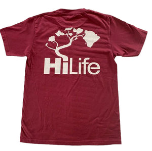 HiLife ベーシック ロゴ ハワイアン Tシャツ メンズ レッド 赤 ワイン